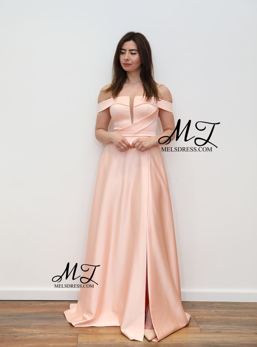 pink maxi dress off shoulder