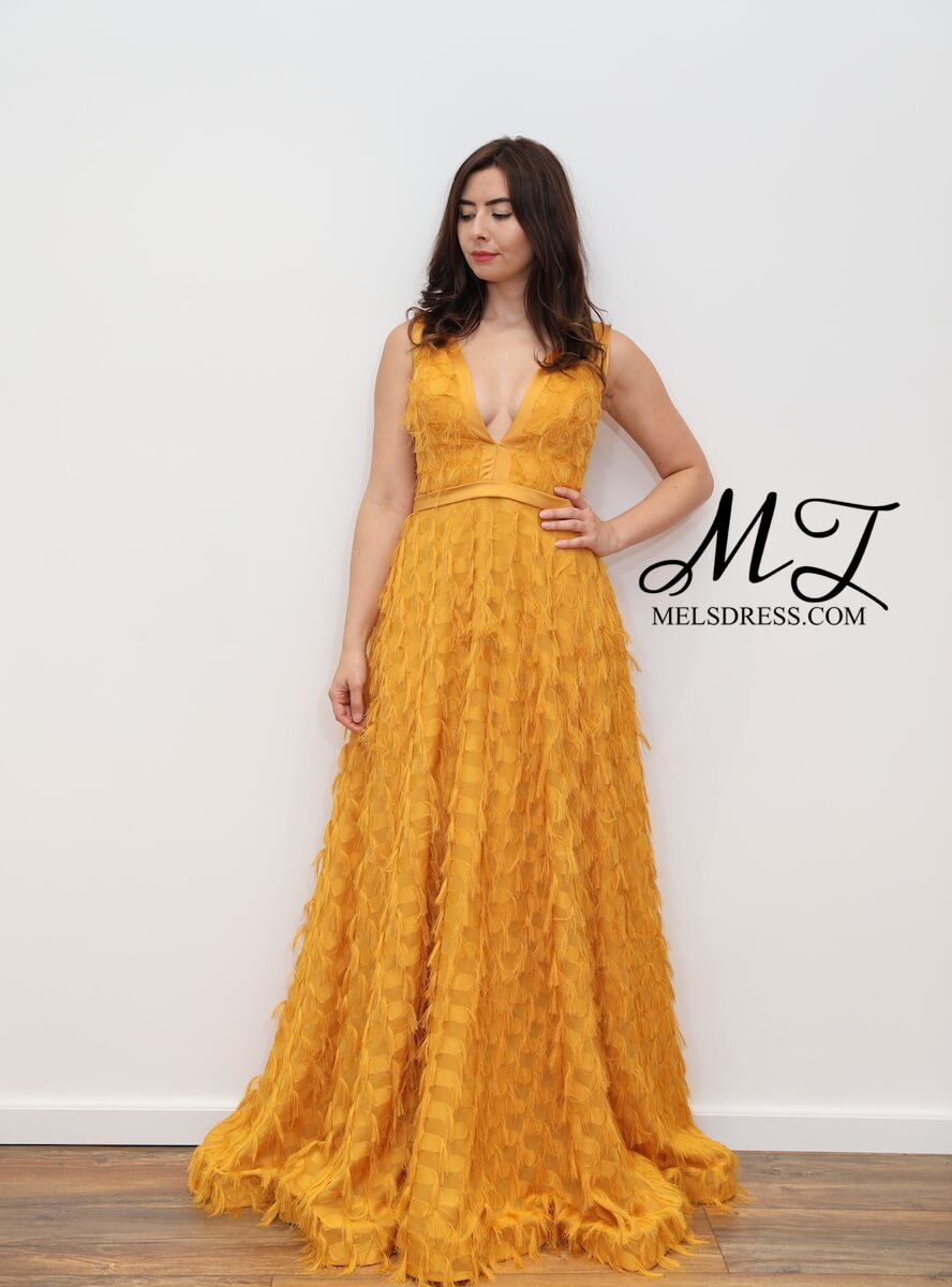 1292 – Mustard yellow a-line maxi dress ...