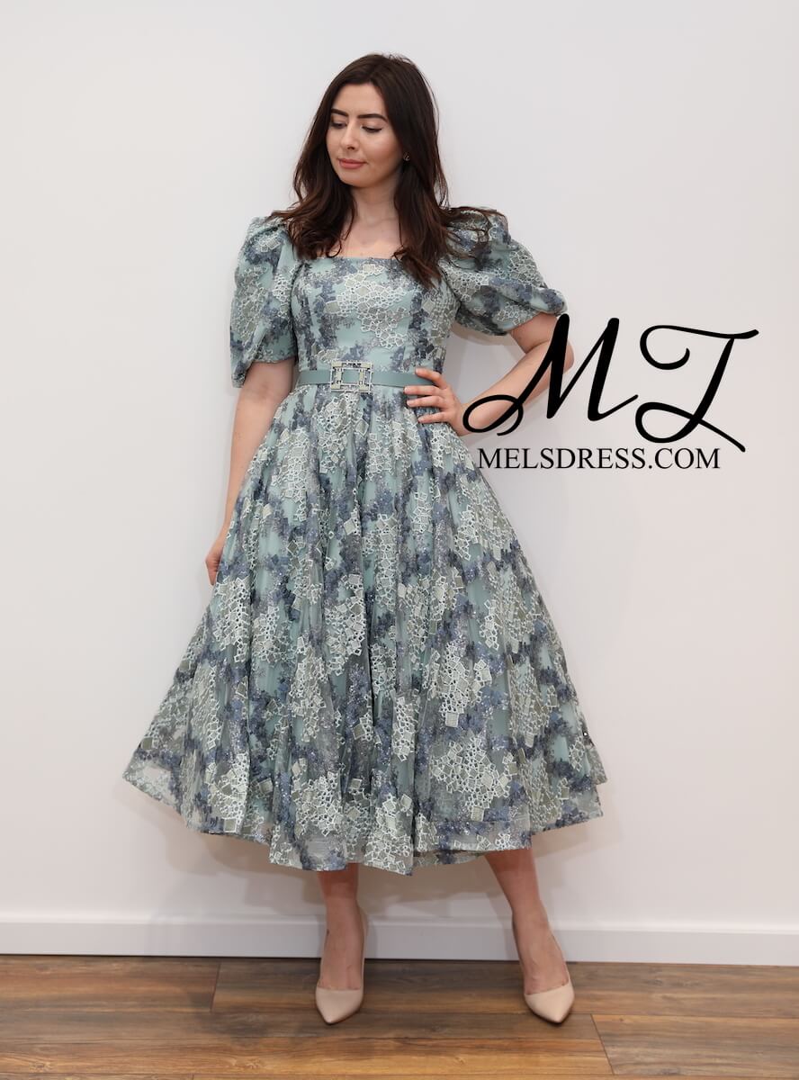 midaxi dress with sleeves