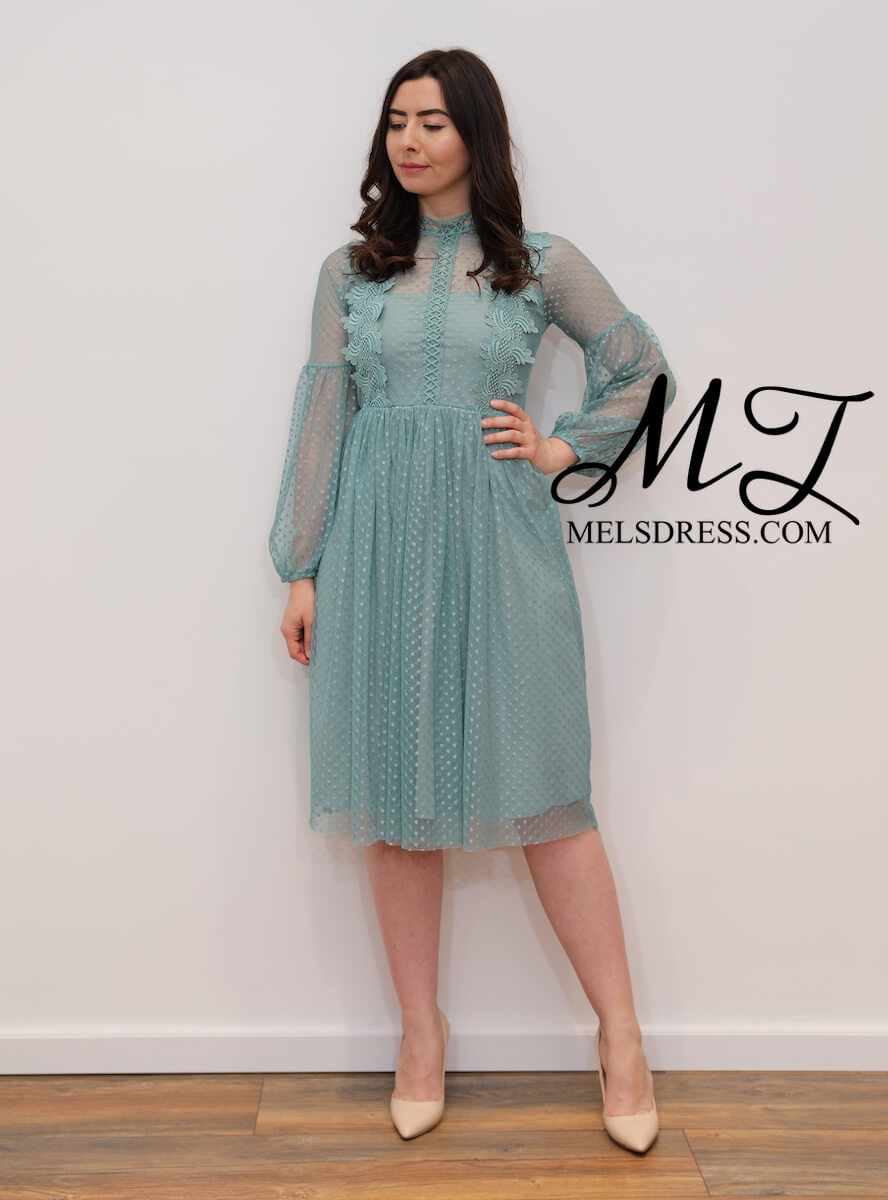 aqua blue midi dress